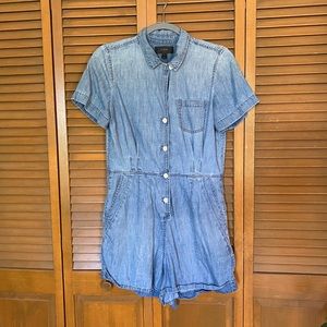 Jcrew Jean romper with pockets!